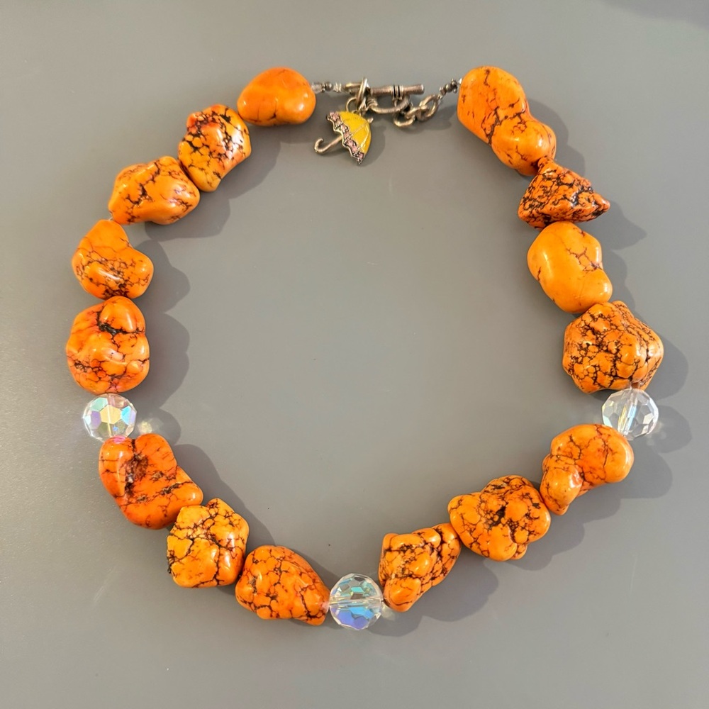 Statement Orange Turquoise Howlite Gemstones With… - image 4